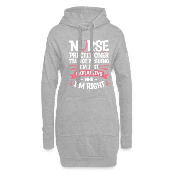 Infirmière praticienne Je ne discute pas que je suis juste - Sweat-shirt à capuche long Femme - gris chiné - Devant