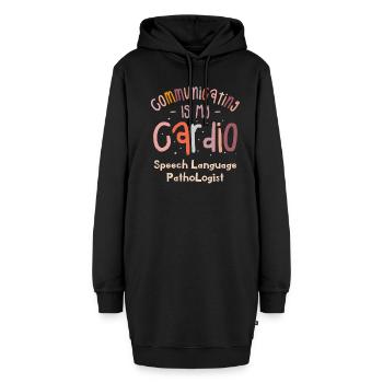 Communiquer est mon langage vocal cardio - Sweat-shirt à capuche long Femme - noir - Devant