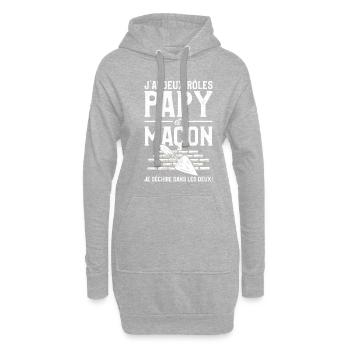 J'ai Deux Rôles Papy Et Maçon Je Déchire Dans Les - Sweat-shirt à capuche long Femme - gris chiné - Devant