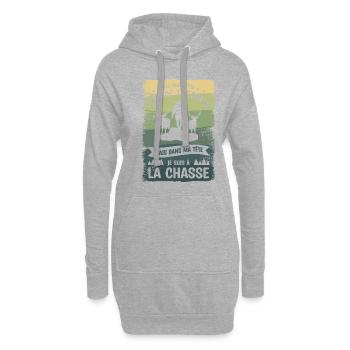 Mais Dans Ma Tête Je Suis À La Chasse Chasseur - Sweat-shirt à capuche long Femme - gris chiné - Devant