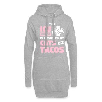 Diese Krankenschwester auf der Intensivstation wird von Katzen und Tacos CCRN angetrieben - Hoodie-Kleid - Grau meliert - Vorne