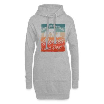 Facilement distrait par les chevaux et les chiens Chien de cheval - Sweat-shirt à capuche long Femme - gris chiné - Devant