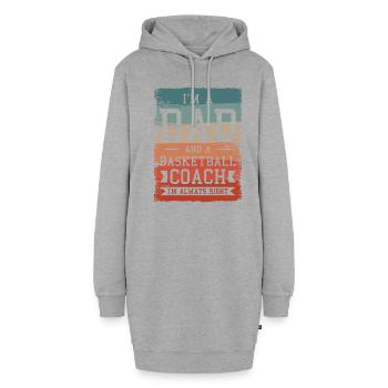 Ich bin Vater und Basketballtrainer Ich habe immer Recht - Hoodie-Kleid - Grau meliert - Vorne