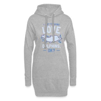 Ich verdammt liebe Delfine ok Delphinliebhaber - Hoodie-Kleid - Grau meliert - Vorne