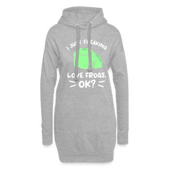 Ich verdammt liebe Frösche ok Froschliebhaber - Hoodie-Kleid - Grau meliert - Vorne