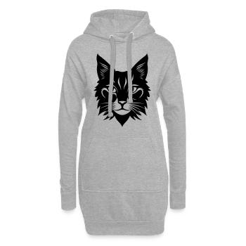 Tête de Portrait de chat - Sweat-shirt à capuche long Femme - gris chiné - Devant