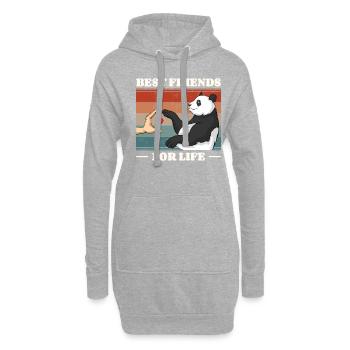 Rétro Panda Ours Amant Ami Pandas - Sweat-shirt à capuche long Femme - gris chiné - Devant