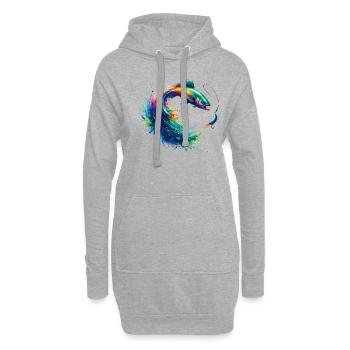 Bunt Angeln Angler See Fisch Fischer - Hoodie-Kleid - Grau meliert - Vorne