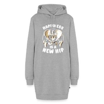 Happiness Is A New Hip Bionic Joint Replacement - Hoodie Dress - heather grey - Front