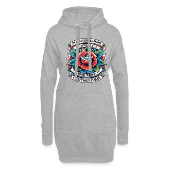 Tatouage de grand-mère tatouée tatouage tatouage encre tatouages - Sweat-shirt à capuche long Femme - gris chiné - Devant