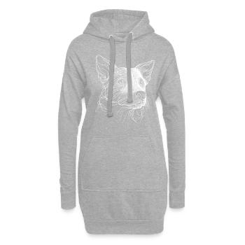 Line Art Australischer Treibhund - Hoodie-Kleid - Grau meliert - Vorne