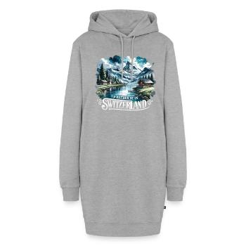 Je préfère être en Suisse vacancier - Sweat-shirt à capuche long Femme - gris chiné - Devant