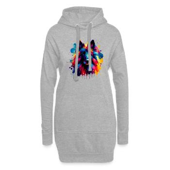 Bunte Splash Art Belgischer Schäferhund Groenendael - Hoodie-Kleid - Grau meliert - Vorne