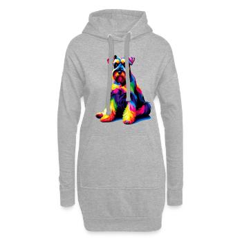 Schnauzer géant coloré Pop Art Schnauzers - Sweat-shirt à capuche long Femme - gris chiné - Devant