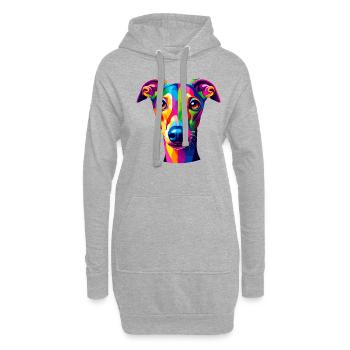 Bunte Pop Art Italienisch Windhund Italienisch - Hoodie-Kleid - Grau meliert - Vorne