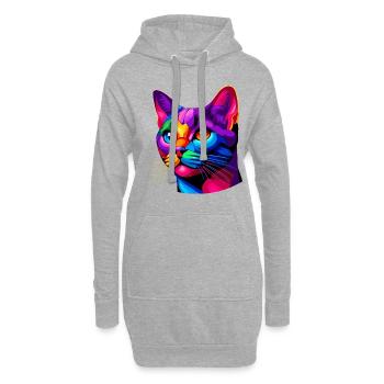 Chat Bombay Pop Art coloré - Sweat-shirt à capuche long Femme - gris chiné - Devant