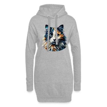 Polygon Art Balinesische Katze Langhaarige Siamkatze - Hoodie-Kleid - Grau meliert - Vorne