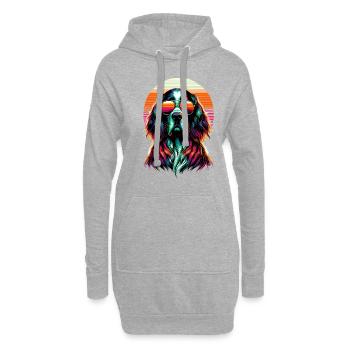 Retro Sonnenuntergang Sonnenbrille English Setter Laverack - Hoodie-Kleid - Grau meliert - Vorne