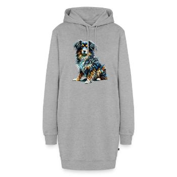 Polygon Art Kleine Münsterländer Münsterländer - Hoodie-Kleid - Grau meliert - Vorne