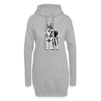 Geometrische Kunst Norwegischer Elchhund - Hoodie-Kleid - Grau meliert - Vorne