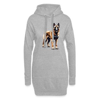 Art géométrique Berger belge malinois belge - Sweat-shirt à capuche long Femme - gris chiné - Devant