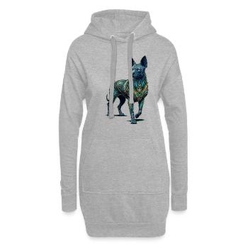 Mandala Art Chien Nu Péruvien - Sweat-shirt à capuche long Femme - gris chiné - Devant