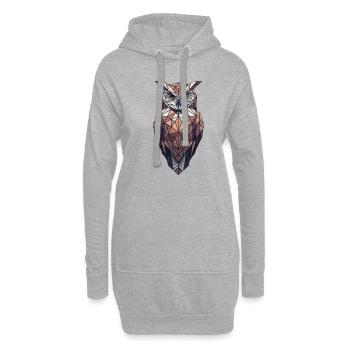 Geometrische Kunst, Eule, Vogel, Eulen, Eulen, Liebhaber - Hoodie-Kleid - Grau meliert - Vorne