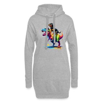 Splash Art Dinosaurier T-Rex Rottweiler Tyrannosaurus - Hoodie-Kleid - Grau meliert - Vorne