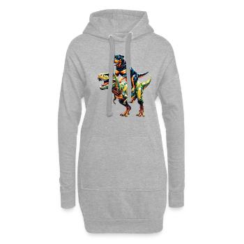 Art Géométrique Dinosaure T-Rex Rottweiler - Sweat-shirt à capuche long Femme - gris chiné - Devant