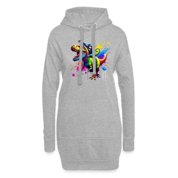 Splash Art Dinosaure T-Rex Singe Tyrannosaurus Rex - Sweat-shirt à capuche long Femme - gris chiné - Devant