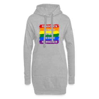 Menschenrechte statt rechte Menschen Regenbogen - Hoodie-Kleid - Grau meliert - Vorne