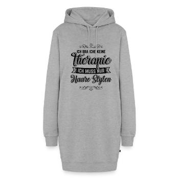 Ich brauche keine Therapie ich muss nur Haare - Hoodie-Kleid - Grau meliert - Vorne