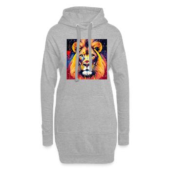Lion majestueux dans le style peinture à l’huile - Sweat-shirt à capuche long Femme - gris chiné - Devant