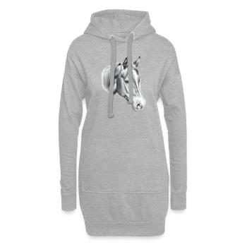 Dessin au crayon de tête de cheval - Sweat-shirt à capuche long Femme - gris chiné - Devant