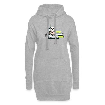 Bücherwurm mit Nerd-Brille lesen Leseratte - Hoodie-Kleid - Grau meliert - Vorne