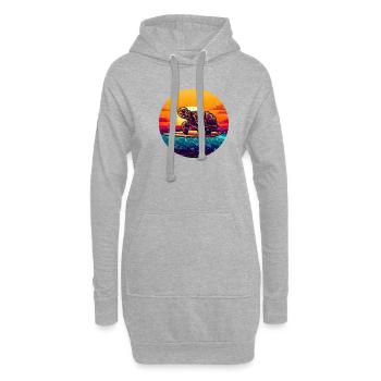 Turtle on surfboard Sunset - Hoodie Dress - heather grey - Front