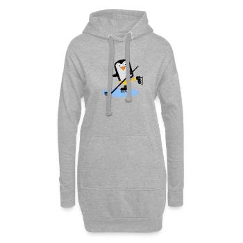 Pinguin spielt Eishockey mit Puck - Hoodie-Kleid - Grau meliert - Vorne
