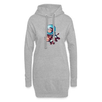 Singe sur Cow Rocket Shake Astronaute Cosmonaute - Sweat-shirt à capuche long Femme - gris chiné - Devant