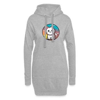 Mignon chat Coucher de soleil design blanc - Sweat-shirt à capuche long Femme - gris chiné - Devant
