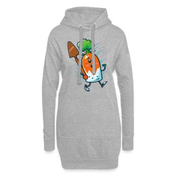 Cuisine de carottes - Sweat-shirt à capuche long Femme - gris chiné - Devant