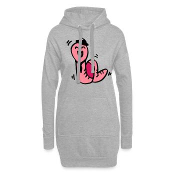 Party Wurm / Regenwurm / witziges Geschenk - Hoodie-Kleid - Grau meliert - Vorne