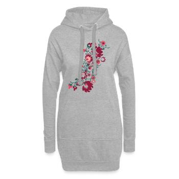 ornamente,blumen,rot,blume,ranke,floral - Hoodie-Kleid - Grau meliert - Vorne