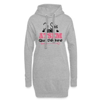 Je suis une ATSEM qui déchire Idée Cadeau Atsem - Sweat-shirt à capuche long Femme - gris chiné - Devant