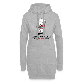 schaf motivation "komme was wolle" - Hoodie-Kleid - Grau meliert - Vorne