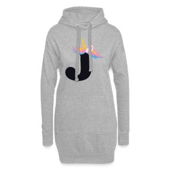 Einhorn-Buchstabe Regenbogenstyle "J" | be unique - Hoodie-Kleid - Grau meliert - Vorne