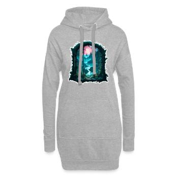 Fenêtre dans la forêt / Arbres / Vue / Sauvage - Sweat-shirt à capuche long Femme - gris chiné - Devant