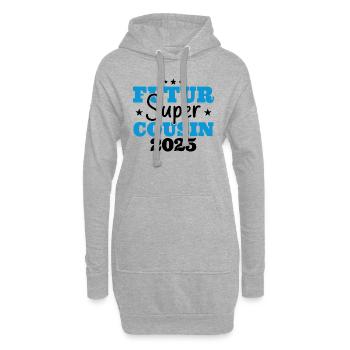 Futur super cousin 2025 cadeau humour anniversaire - Sweat-shirt à capuche long Femme - gris chiné - Devant