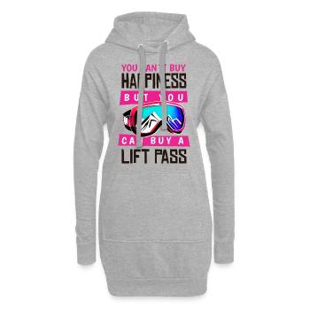 Happiness Ski Skiing Snowboard Lift Pass Mountains - Hoodie-Kleid - Grau meliert - Vorne