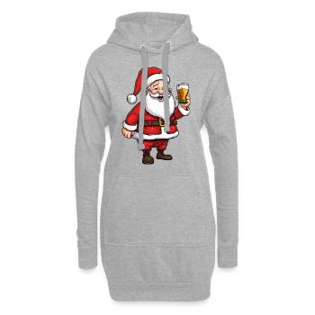 Weihnachtsmann Bier Alkohol Prost Glühwein Schnaps - Hoodie-Kleid - Grau meliert - Vorne