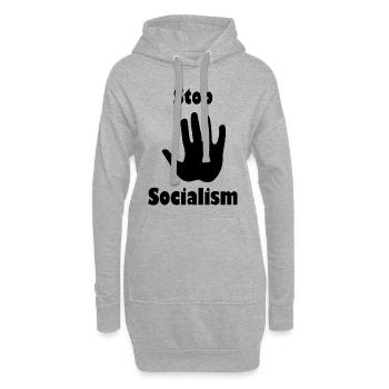 Pour l’économie de marché - Sweat-shirt à capuche long Femme - gris chiné - Devant
